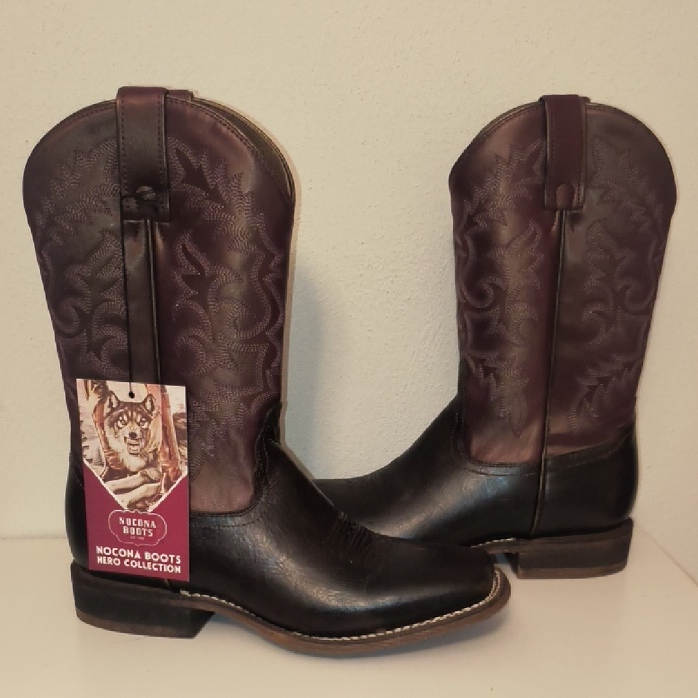 Nocona Black and Brown Cowboy Boots with Classic Western Design